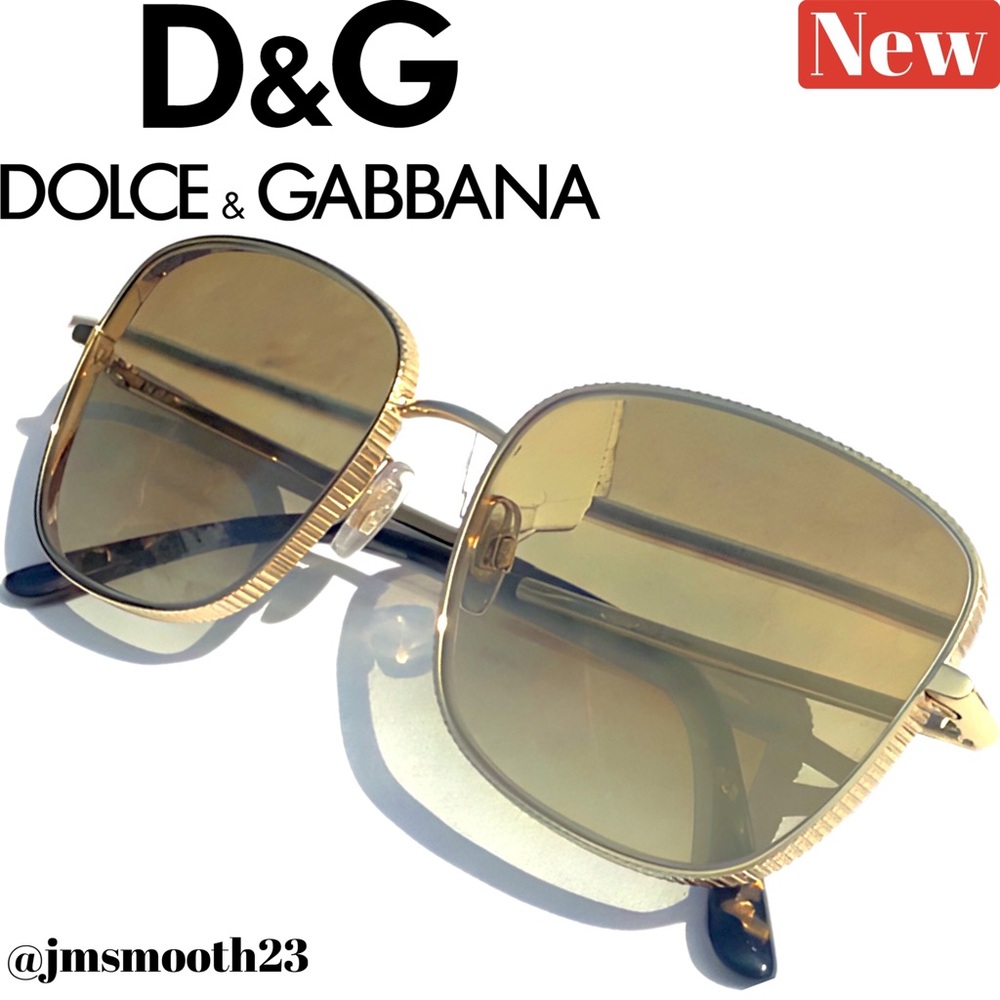 🆕 Dolce & Gabbana Gold Mirror Square Sunglasses (810)
